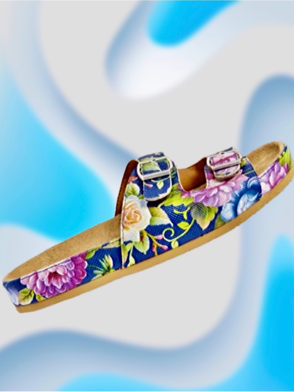Floral Blue Women's Sandals by Confortview